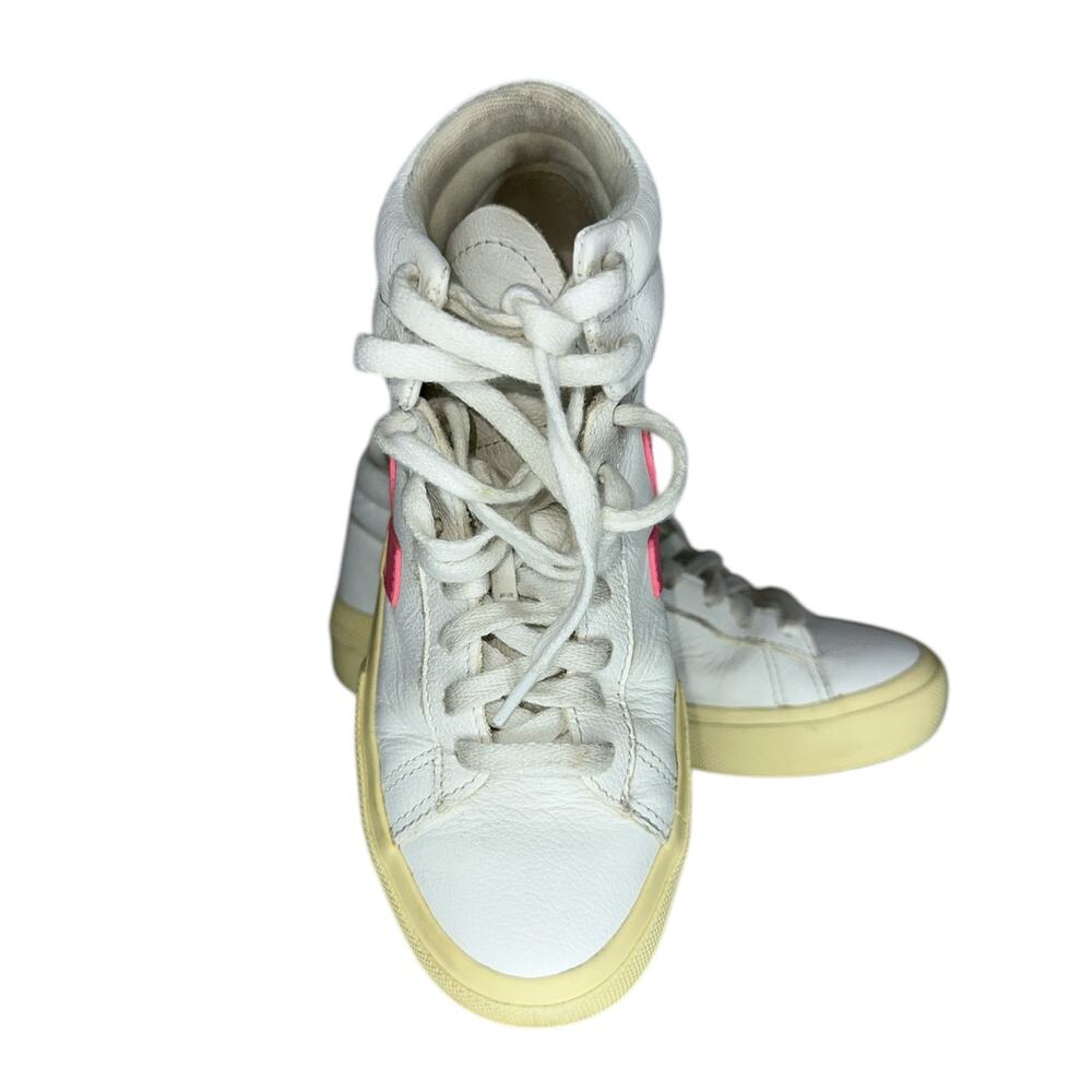Veja Minotaur Women's High Top Leather White and Pink Sneakers Shoes Size 5 - Picture 5 of 12